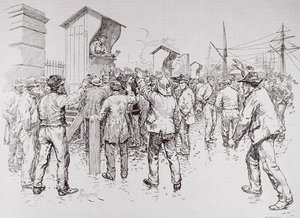 Les chômeurs de Londres : Engager des dockers aux West India Docks, de 